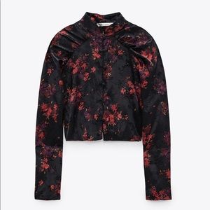 NWT ZARA JACQUARD FLORAL SATIN TOP SIZE XS